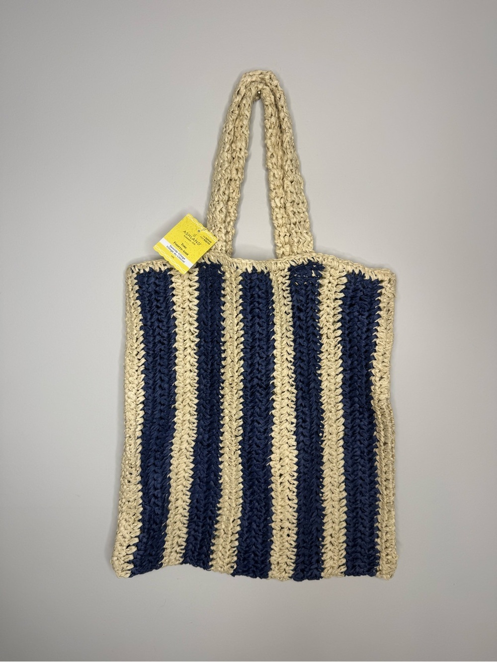 Ashland Navy and Cream Striped Crochet Shoulder Bag
